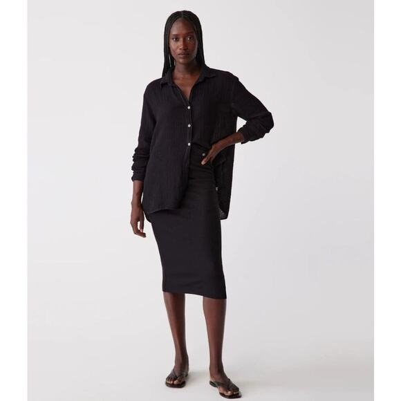 Michael Stars Rae High Waisted Ultra Rib Midi Skirt Black Women's Size Large NWT - Picture 2 of 9